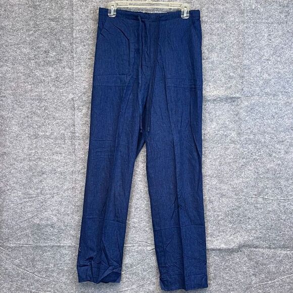 COCONUT BAY 2 Piece Outfit Set Women's Medium Blue Linen Blend Shirt and Pants - Picture 11 of 16